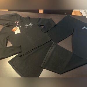 NWT Juicy Couture knit black Track Suit sweatsuit size medium wome… no bling